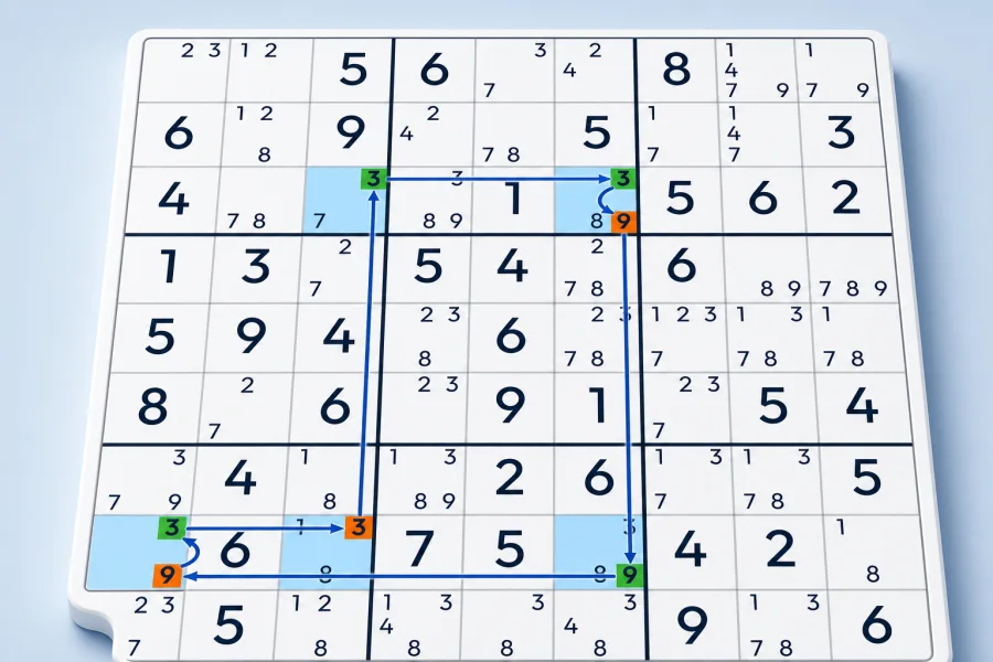 A Bidirectional XY-Cycle connects candidates 3 and 9