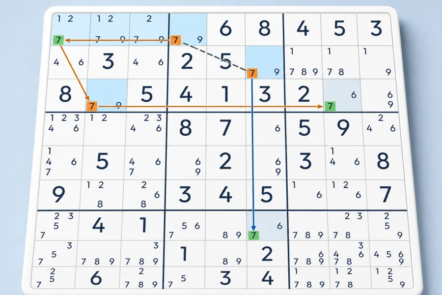 A Grouped 3-String Kite connects highlighted candidate groups